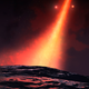 Artist’s depiction of the view from a hypothetical object within the protoplanetary disk, with the binary pair shown up top.